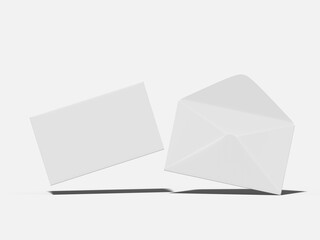 A 3D rendering of two white cards, one standing upright on the left and the other crumpled on the right, casting shadows on a plain white background © cozzdesign