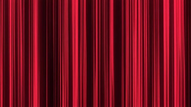 Red stage curtains with vertical folds and varying shades.