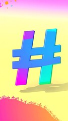 Fototapeta premium A vibrant, colorful background with a large hashtag symbol