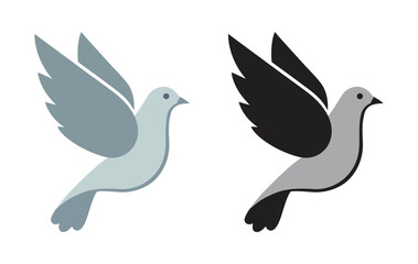 Fototapeta premium Elegant Flying Dove Silhouette Icons for Peace Organizations, Wedding Services, Religious Institutions, and Freedom Symbolism Branding