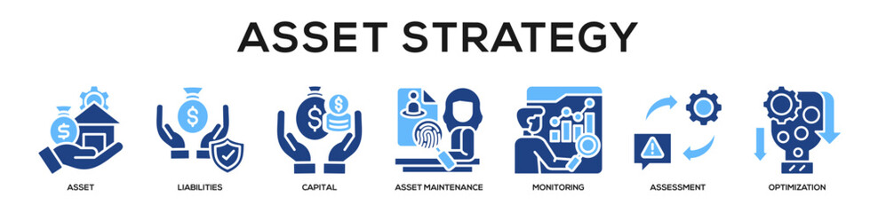 Obraz premium Glyphcolor - Asset Strategy web banner icon vector illustration concept