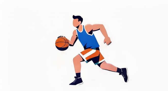 Basketball player dribbling ball vector illustration