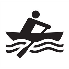 Rowboat Icon Rowing Row Boat Kayak Rower Sport Vector Black White Silhouette Symbol Sign Graphic Clipart Artwork Illustration Pictogram © Sonda