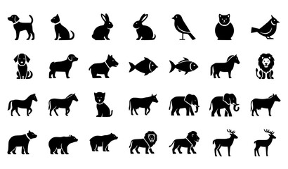 Black Animal & Pet Silhouettes &ndash; Domestic and Wildlife Vector Collection