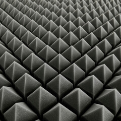 Fototapeta premium Close-up view of hexagonal acoustic foam panels on a wall for sound absorption isolated on transparent background