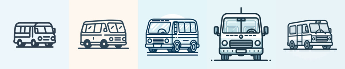 Minibus line art icon. Vektor, icon, set icon, minimalist, flat, illustration © Dan