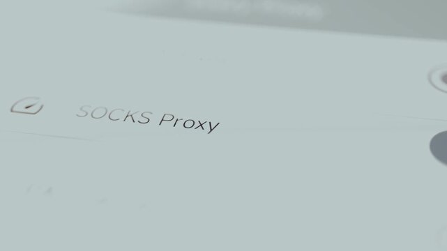 Network setting option for a SOCKS Proxy, user switches the toggle to ON mode