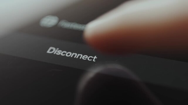 User selects the option labeled Disconnect within the user interface of a VPN application