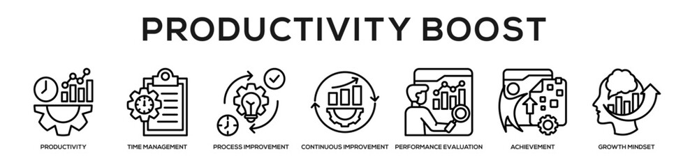 Fototapeta premium Productivity Boost web banner icon illustration concept
