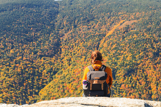 Hiker Enjoying Autumn Mountain View