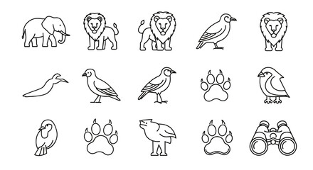 Animals and birds with footprints illustration illustration