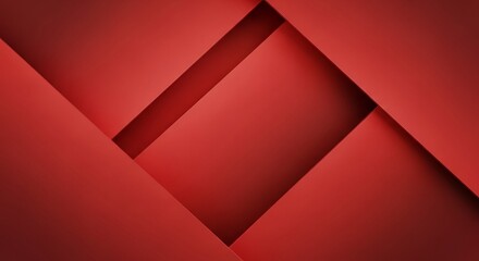 Abstract Geometric Composition Of Red Layers With Soft Shadow Effects And Textured Surface