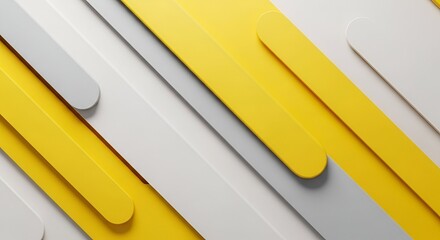 Abstract Geometric Design with Yellow Gray and White Elements Creating a Modern Pattern in Angled Perspective