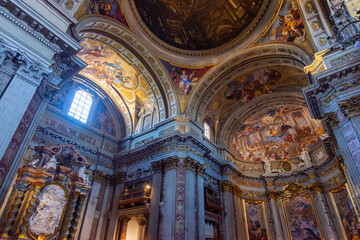 Obraz premium Decorated interiors of St. Ignatius of Loyola at Campus Martius church (Sant'Ignazio), Rome, Italy