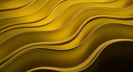 Abstract Golden Wavy Lines in Elegant Design with Soft Lighting and Shadow