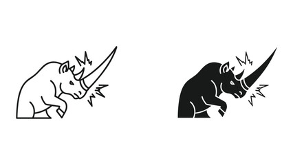 Aggressive rhino charging forward with dynamic motion lines © Shahriyar