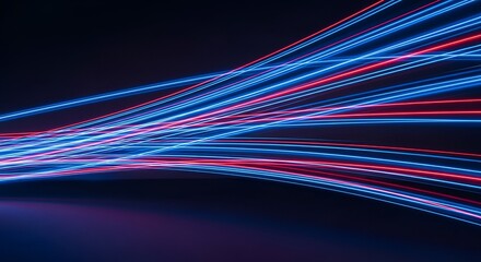 Abstract Light Trails in Red and Blue on Dark Background