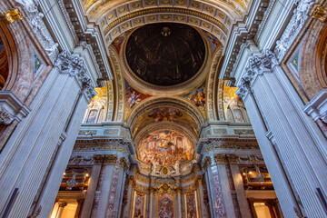 Fototapeta premium Decorated interiors of St. Ignatius of Loyola at Campus Martius church (Sant'Ignazio), Rome, Italy