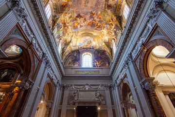 Fototapeta premium Decorated interiors of St. Ignatius of Loyola at Campus Martius church (Sant'Ignazio), Rome, Italy