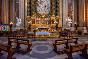 Decorated interiors of St. Ignatius of Loyola at Campus Martius church (Sant'Ignazio), Rome, Italy