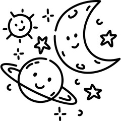 Cute Space Icons Line Art © Agile Art