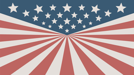 Obraz premium A vibrant illustration of the American flag with red and white stripes and white stars on a blue background