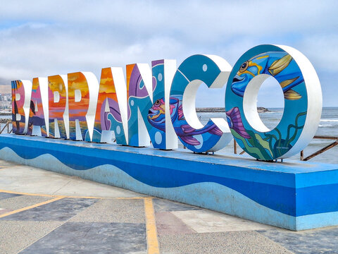 colorful welcome sign in Barranco, Peru