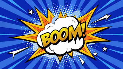 Blue comic book background with blank explosion cloud for text or sale.eps © zihad