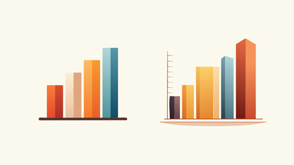 Fototapeta premium Two simplified bar charts with different heights illustrating data representation and financial growth analysis