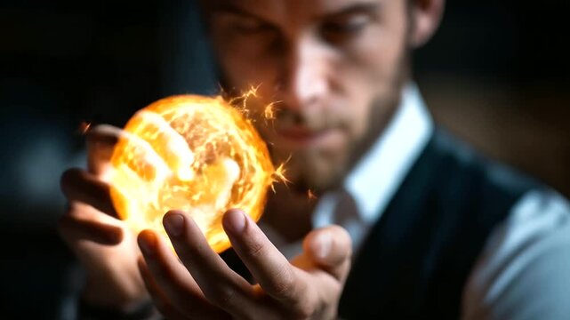 Creative collage faceless powerful warlock casting fire fiery spell, defocused magical background, flame sorcery, mystical powers, fantasy character, supernatural casting, with