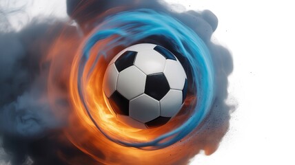 Fototapeta premium Dynamic Football World Cup 2026 Abstract Design with Fiery Energy and Cool Blue Motion Blur