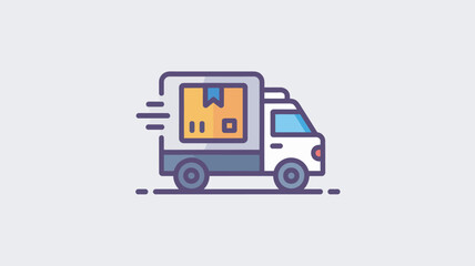 Fototapeta premium A stylized illustration of a delivery truck with a vibrant yellow package on a clean background