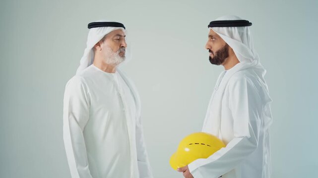 Arab emirati engineers smiling and looking at the camera