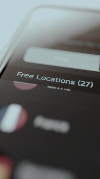 Free Locations menu option, list of free server locations available