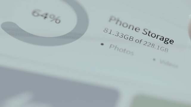 Phone storage overview showing the current capacity utilization