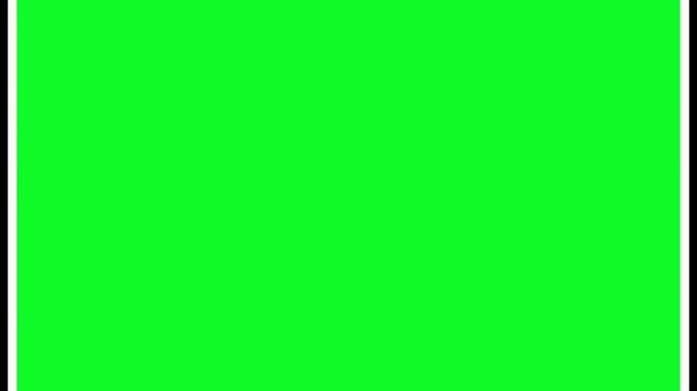 Bright green chroma key square rotating as it scales up to cover a black background for creative video editing transitions projects