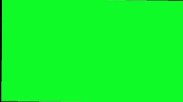 Green screen transition sliding horizontally from the right side of the frame to fully cover a dark black background during editing
