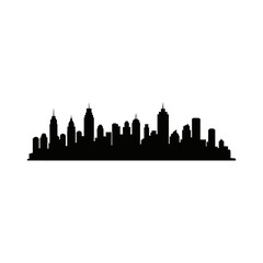 Obraz premium City skyline silhouette with various buildings and skyscrapers.
