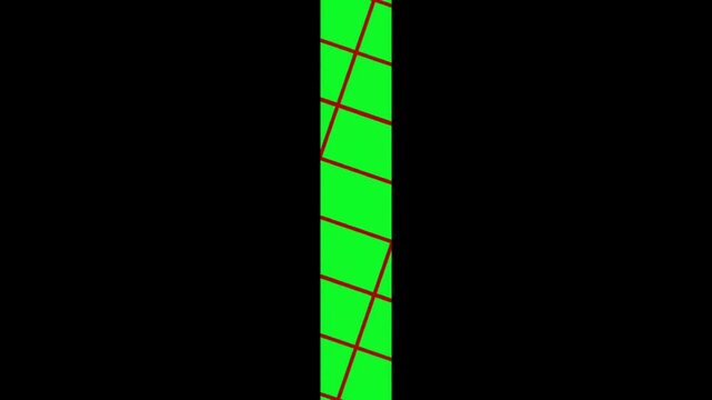 High quality green screen transition with red grid lines zooming out and disappearing into a black background for professional video editing projects