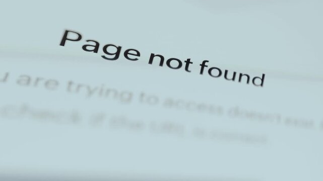 Page Not Found error message on screen