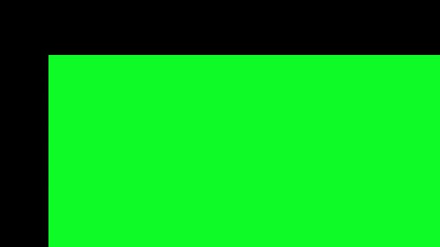 Green screen transition effect expanding from the bottom right corner across a solid black background for creative editing and post production