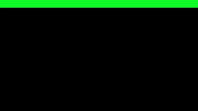 Black screen wipe transition effect moving from bottom to top across a solid green background for creative editing and post production