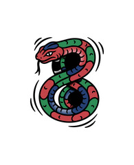 Obraz premium Stylized snake illustration on black background