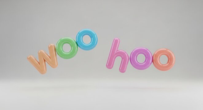 A close up of a doughnut with the word woo woo spelled in it
