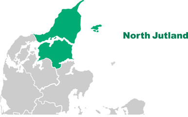 Fototapeta premium North Jutland map showing highlighted location in Europe.