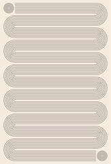 Minimal Retro Line Pattern Background With Rounded Loops and Concentric Circles