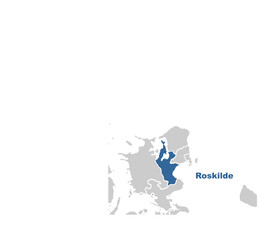 Roskilde Denmark map showing highlighted location in Europe.