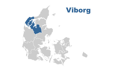 Fototapeta premium Viborg Denmark map showing highlighted location in Europe.