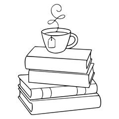 cozy concept drawing of tea and literature