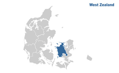 Fototapeta premium West Zealand map showing highlighted location in Europe.